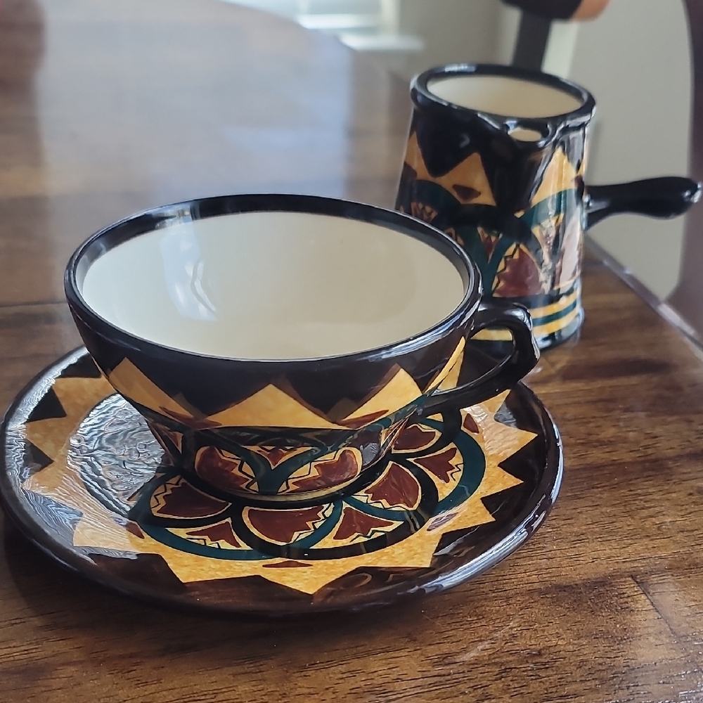 St Jean De Bretagne Decor Main Handpainted Porcelain Tea Cup & Saucer Set